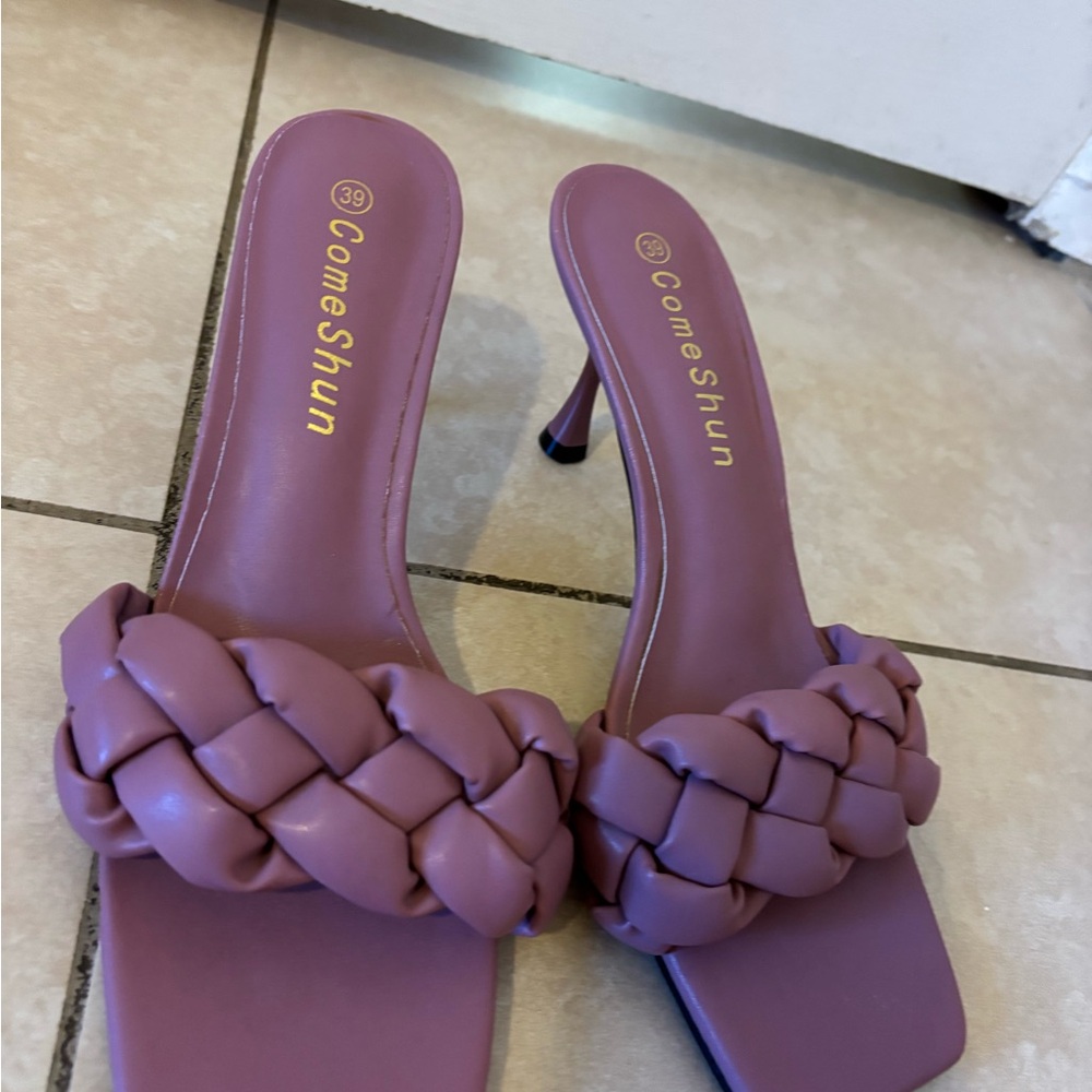 Women's Purple Braided Heeled Sandals